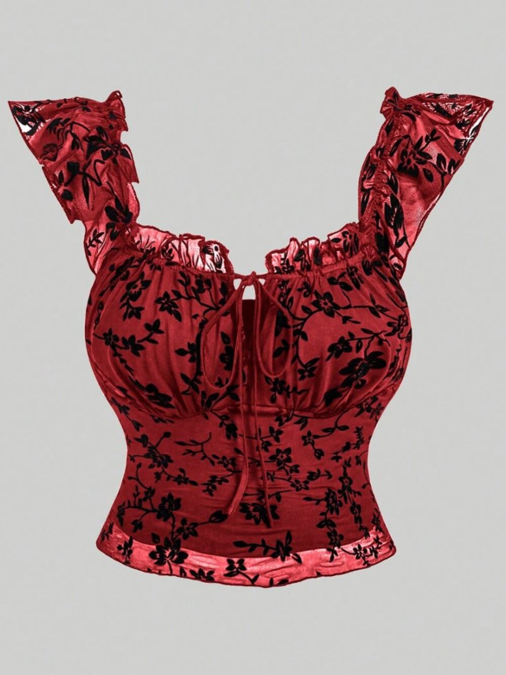 Sweetra Gothic Floral Ruffle Off-Shoulder Blouse 3XL